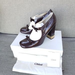 Chloe Stella Ricoperto Leonessa Brown Heels
